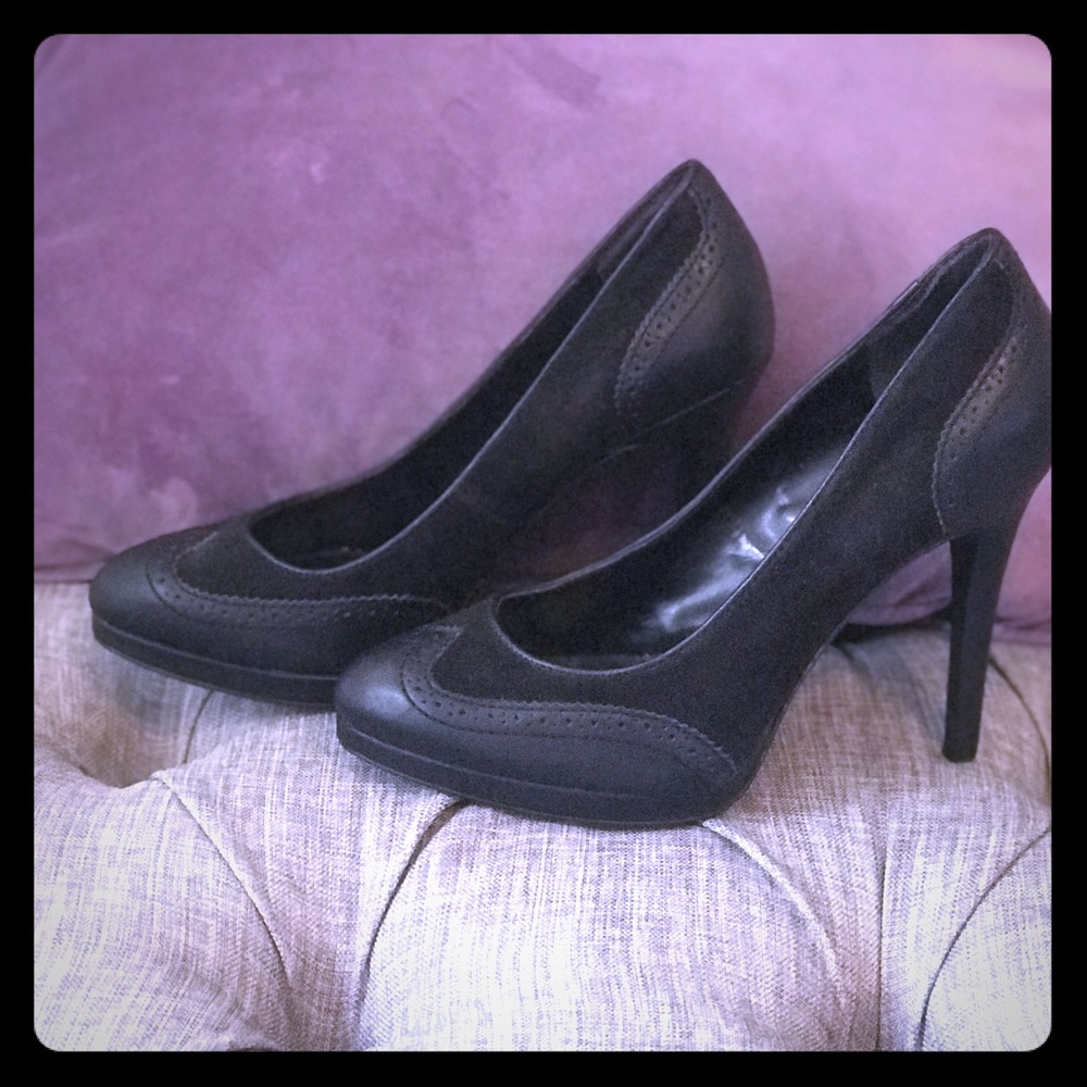 Black Leather High Heel Shoes, by Ralph Lauren
